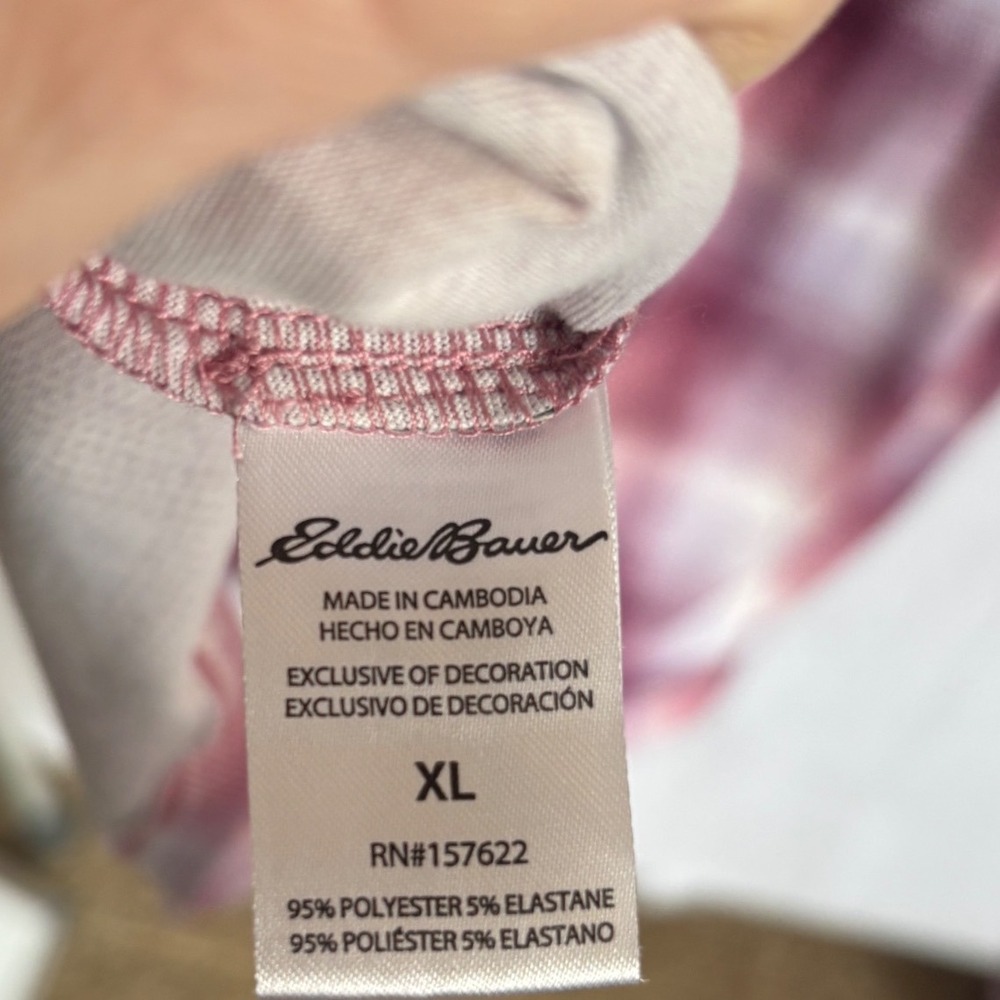 Eddie Bauer Pink 3 piece Pajama Set Plaid Tank Top Pants Shorts XL Lounge Soft - Picture 9 of 11